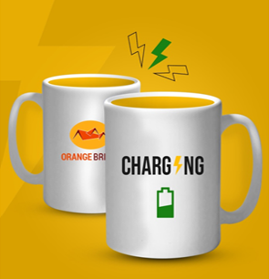 orange brick creative mug design